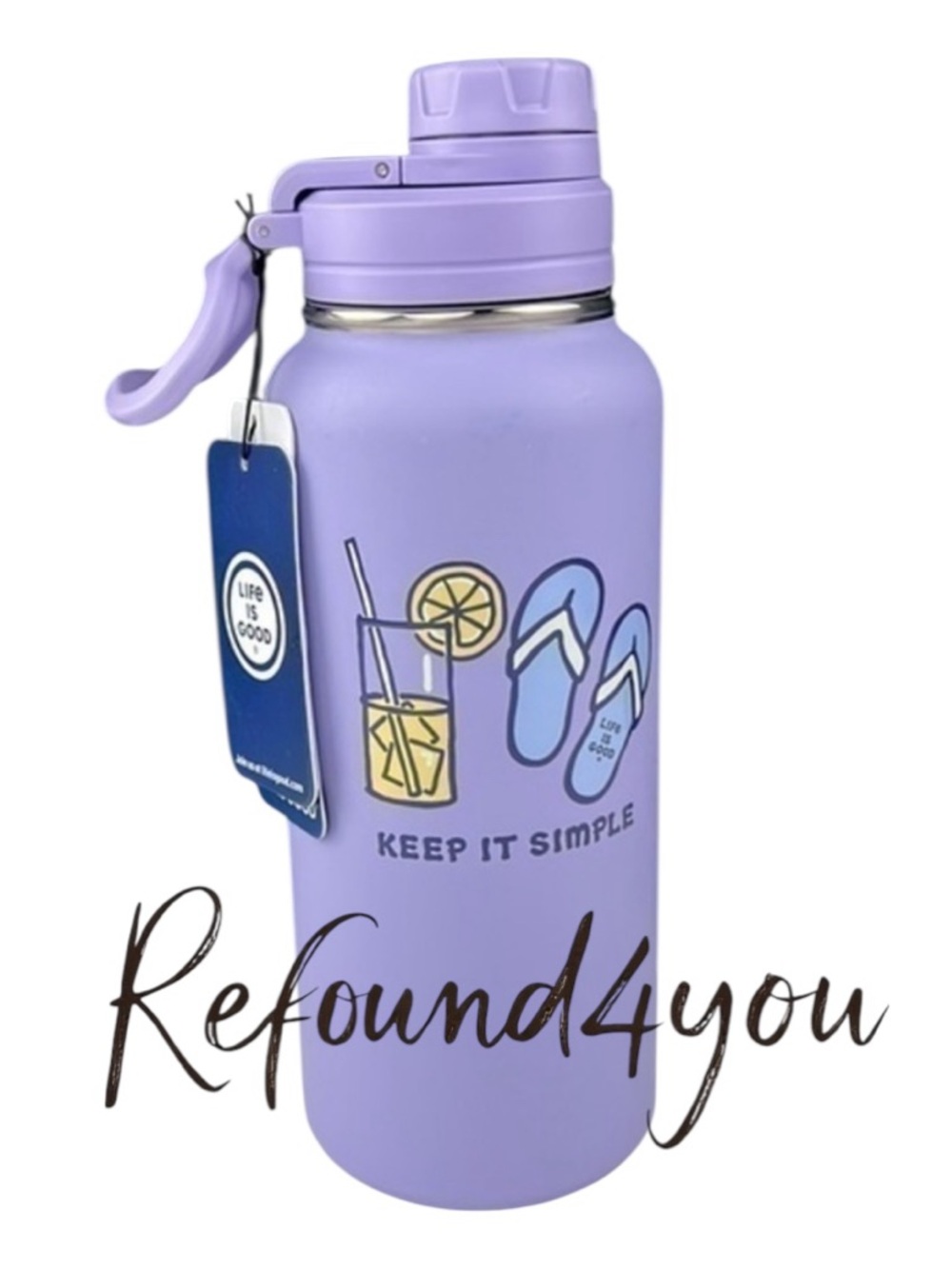 Life is Good - ‘Cocktails & Flipflops’ 32oz insulated H20 bottle. NWT Firm!